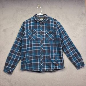 Voyager Shirt Mens M Blue Flannel Plaid Thermal Lined Shacket Lumberjack Utility